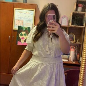 Roller Rabbit Shimmering White Long Sleeve Dress